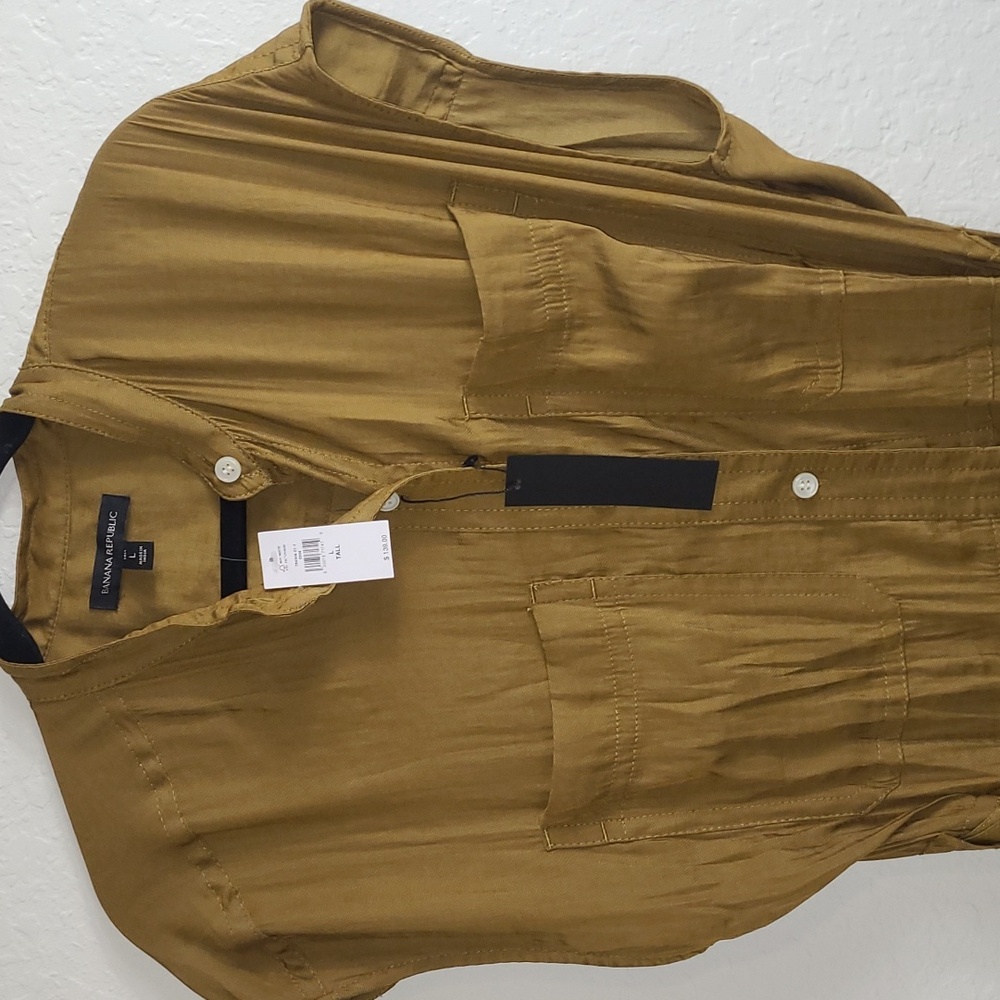 Banana Republic Ravina Maxi Shirt Dress Casual , Work Earthy Mustard L - Picture 5 of 14